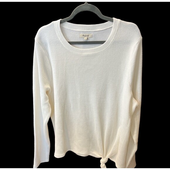 Madewell Texture & Thread Jacquard Knot Front Top Women Size XXL Bright Ivory - Picture 5 of 10